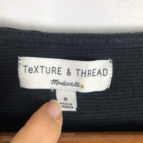 Madewell Texture & Thread Long Sleeve Tie-front Black Top - Picture 4 of 6